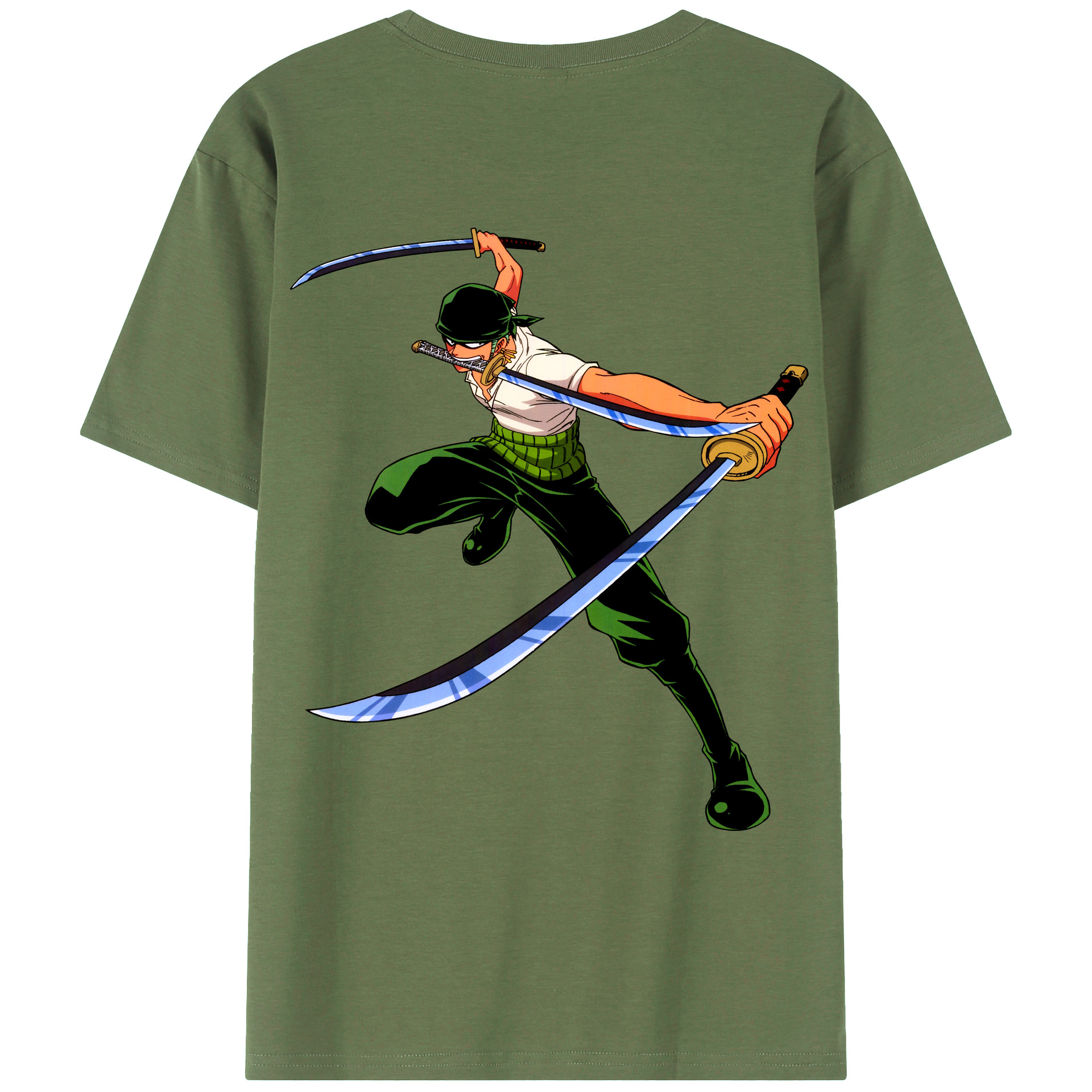 ワンピース ロロノア・ゾロ ONE PIECE Roronoa Zoro 綿100％ メンズ半袖Tシャツ（バックプリント） 通気性